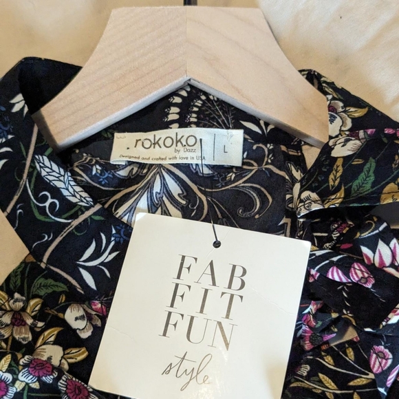 NWT Rokoko size L summer dress black floral print - Picture 4 of 5